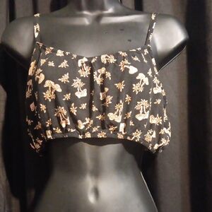 Mushroom/floral Crop Top